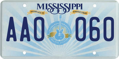 MS license plate AAO060