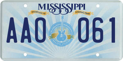 MS license plate AAO061