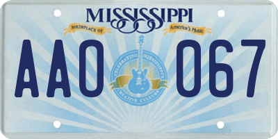 MS license plate AAO067