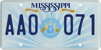 MS license plate AAO071