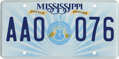 MS license plate AAO076