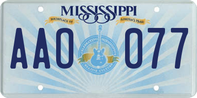 MS license plate AAO077