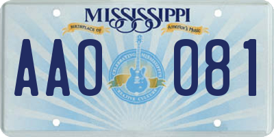 MS license plate AAO081