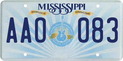 MS license plate AAO083