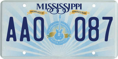 MS license plate AAO087