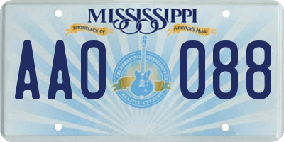 MS license plate AAO088