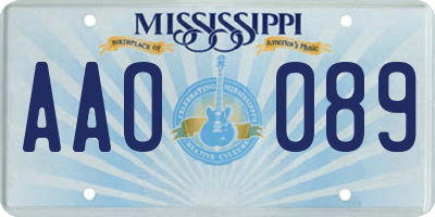 MS license plate AAO089