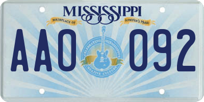 MS license plate AAO092