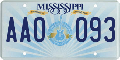 MS license plate AAO093