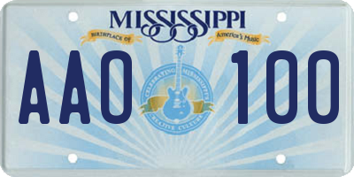 MS license plate AAO100