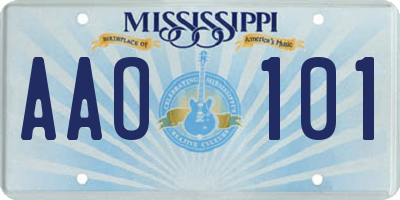 MS license plate AAO101