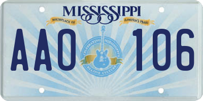 MS license plate AAO106