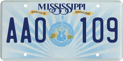 MS license plate AAO109