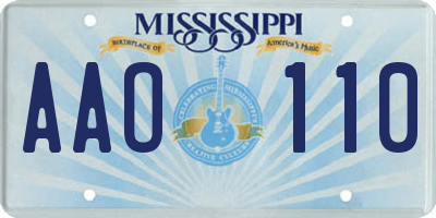 MS license plate AAO110