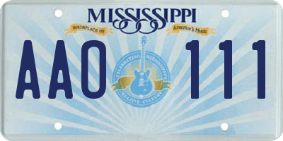 MS license plate AAO111