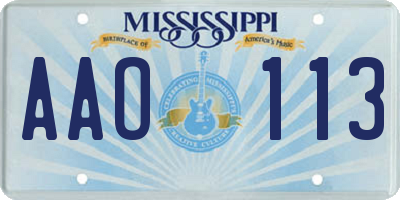 MS license plate AAO113