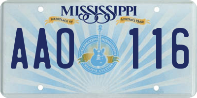 MS license plate AAO116