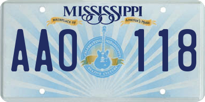 MS license plate AAO118