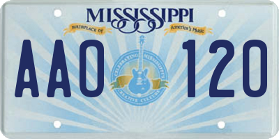 MS license plate AAO120