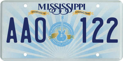 MS license plate AAO122