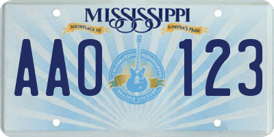 MS license plate AAO123