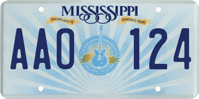 MS license plate AAO124