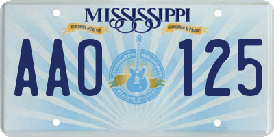 MS license plate AAO125