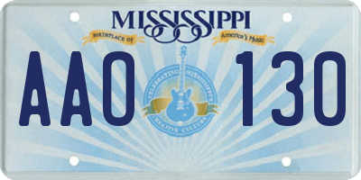 MS license plate AAO130