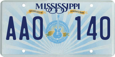 MS license plate AAO140