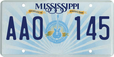 MS license plate AAO145