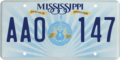 MS license plate AAO147