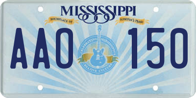 MS license plate AAO150