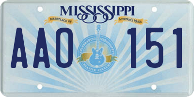 MS license plate AAO151