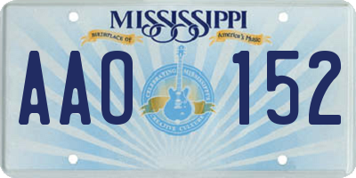 MS license plate AAO152