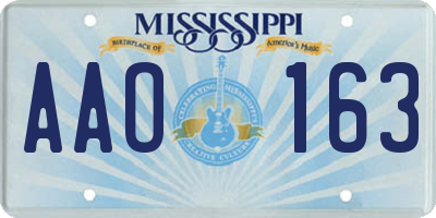 MS license plate AAO163