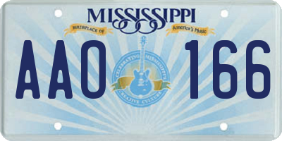 MS license plate AAO166