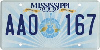 MS license plate AAO167