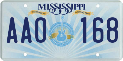 MS license plate AAO168