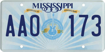 MS license plate AAO173