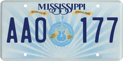 MS license plate AAO177