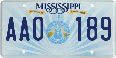 MS license plate AAO189