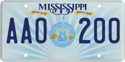 MS license plate AAO200