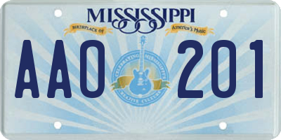 MS license plate AAO201