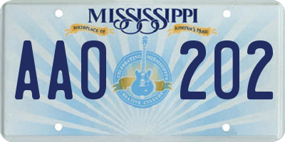 MS license plate AAO202