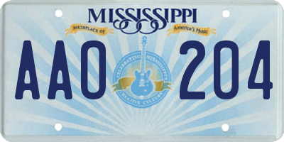 MS license plate AAO204