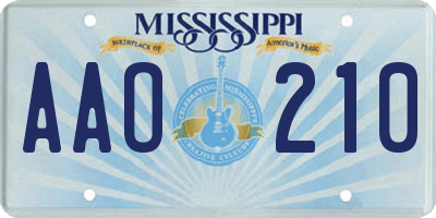 MS license plate AAO210