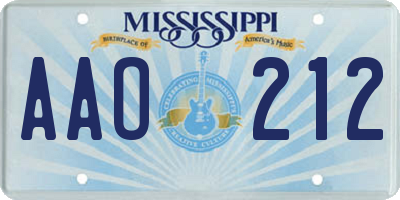 MS license plate AAO212