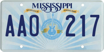 MS license plate AAO217