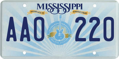 MS license plate AAO220