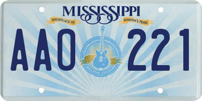 MS license plate AAO221